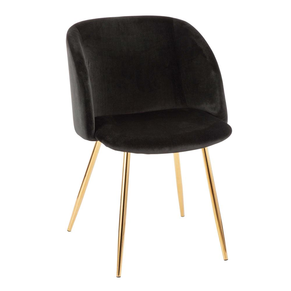 Fran Contemporary Chair in Gold Metal and Black Velvet - Set of 2. Picture 2