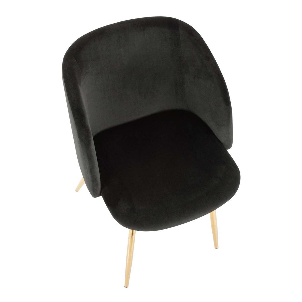 Fran Contemporary Chair in Gold Metal and Black Velvet - Set of 2. Picture 7