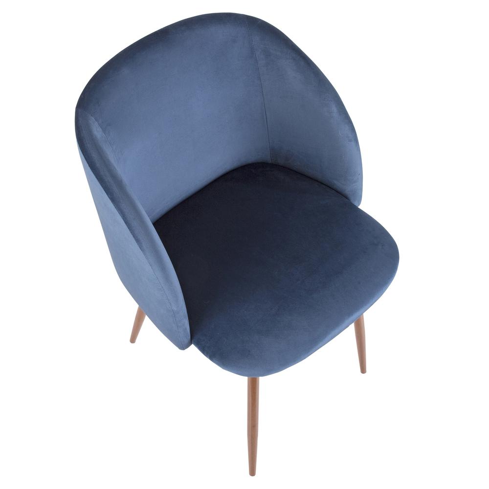 Fran Contemporary Dining Chair in Walnut and Blue Velvet - Set of 2. Picture 7