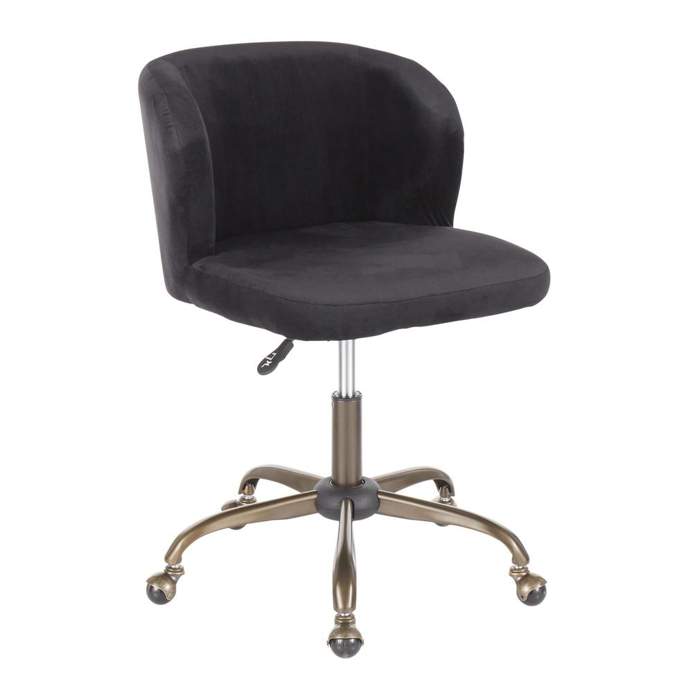 Fran Contemporary Task Chair in Black Velvet. Picture 1