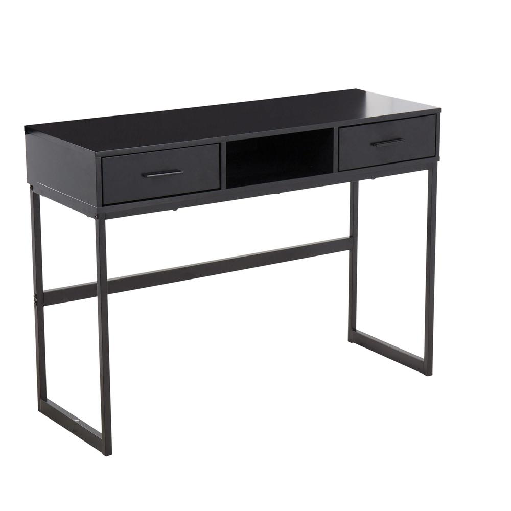 Black Metal, Black Wood Franklin Console Table. Picture 1