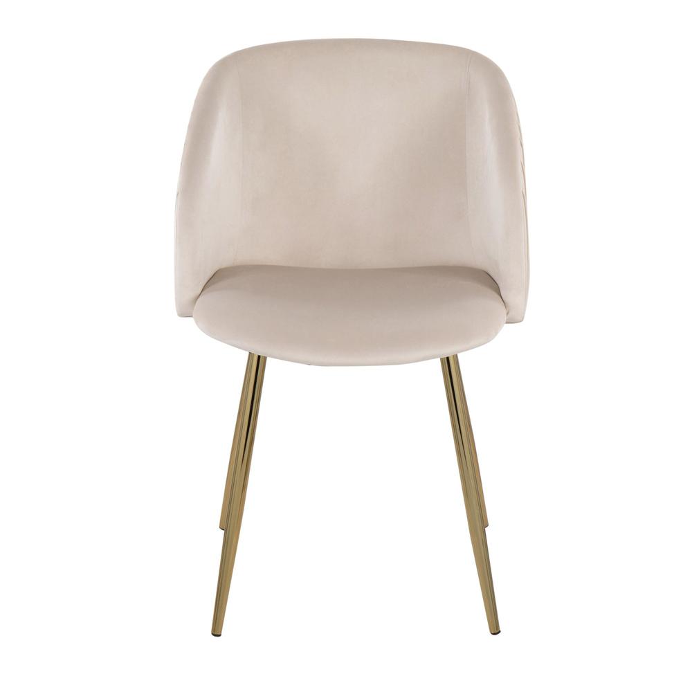 Gold Metal, White Velvet Fran Pleated Chair - Set of 2. Picture 6