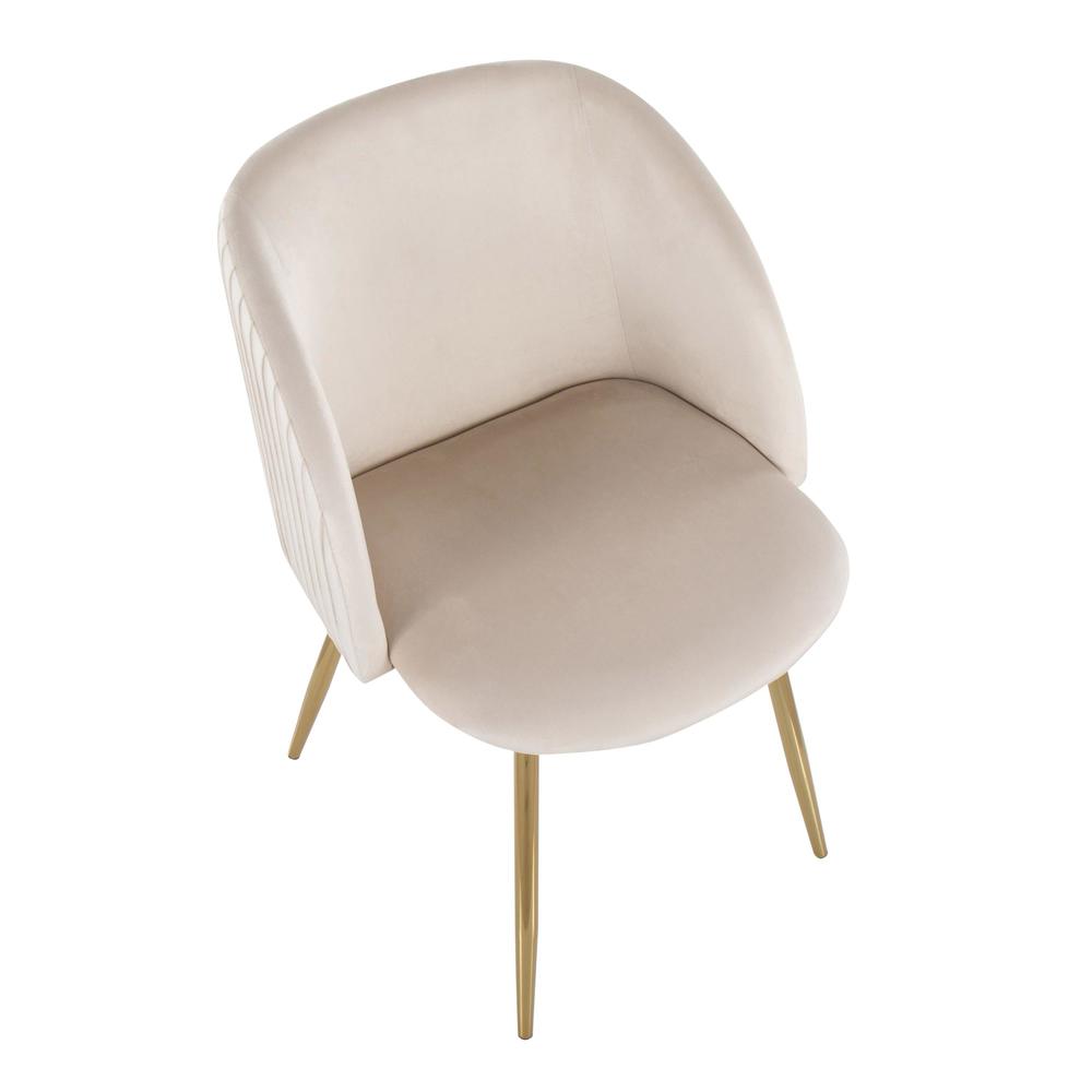 Gold Metal, White Velvet Fran Pleated Chair - Set of 2. Picture 7