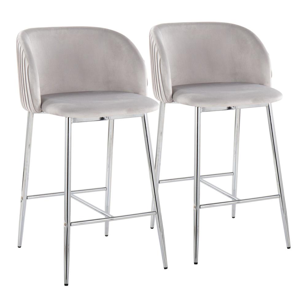 Fran Pleated Fixed-Height Counter Stool - Set of 2. Picture 1