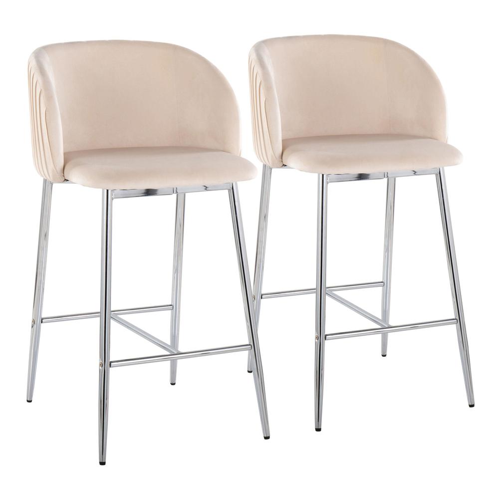 Fran Pleated Fixed-Height Counter Stool - Set of 2. Picture 1