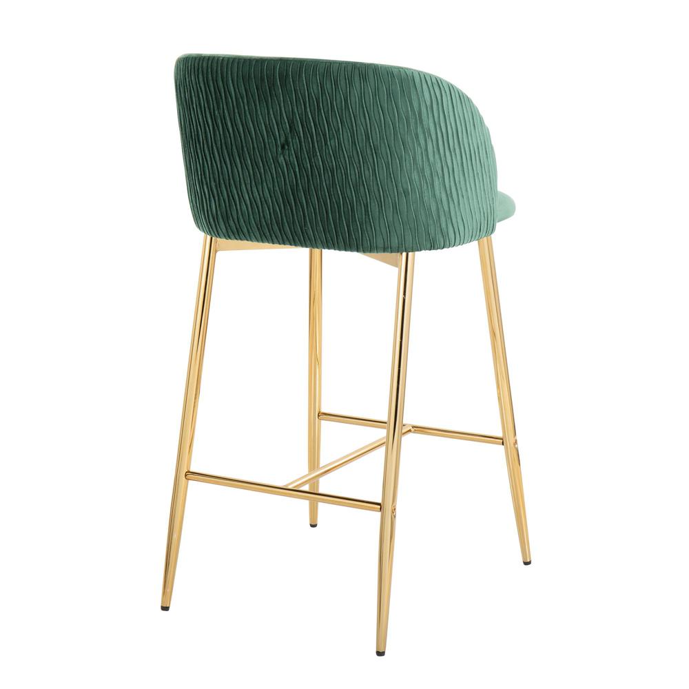 Green Fran Pleated Waves Fixed-Height Counter Stool - Set of 2. Picture 4