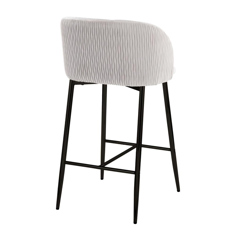 Black Fran Pleated Waves Fixed-Height Counter Stool - Set of 2. Picture 4