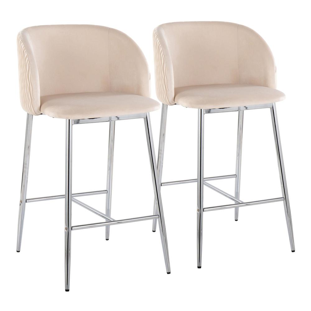 Fran Pleated Waves Fixed-Height Counter Stool - Set of 2. Picture 1