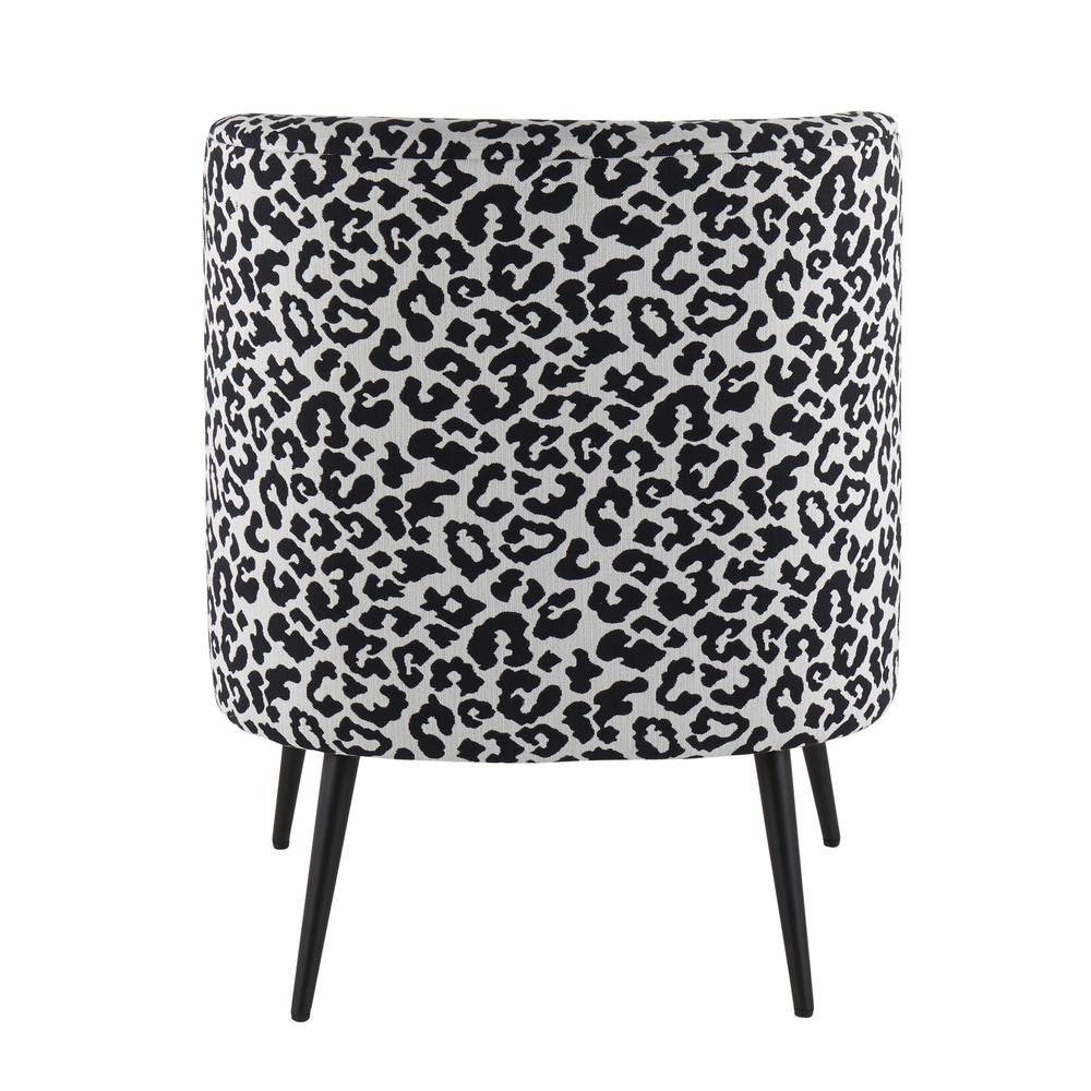 Black Steel, Black Leopard Fabric Fran Slipper Chair. Picture 4