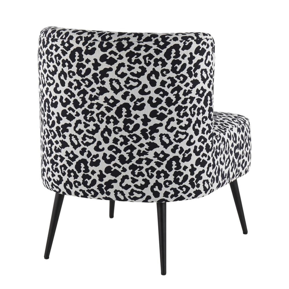 Black Steel, Black Leopard Fabric Fran Slipper Chair. Picture 3