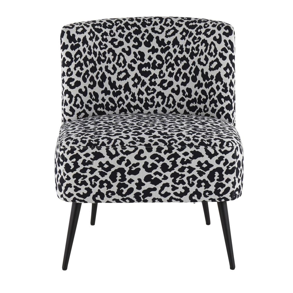 Black Steel, Black Leopard Fabric Fran Slipper Chair. Picture 5