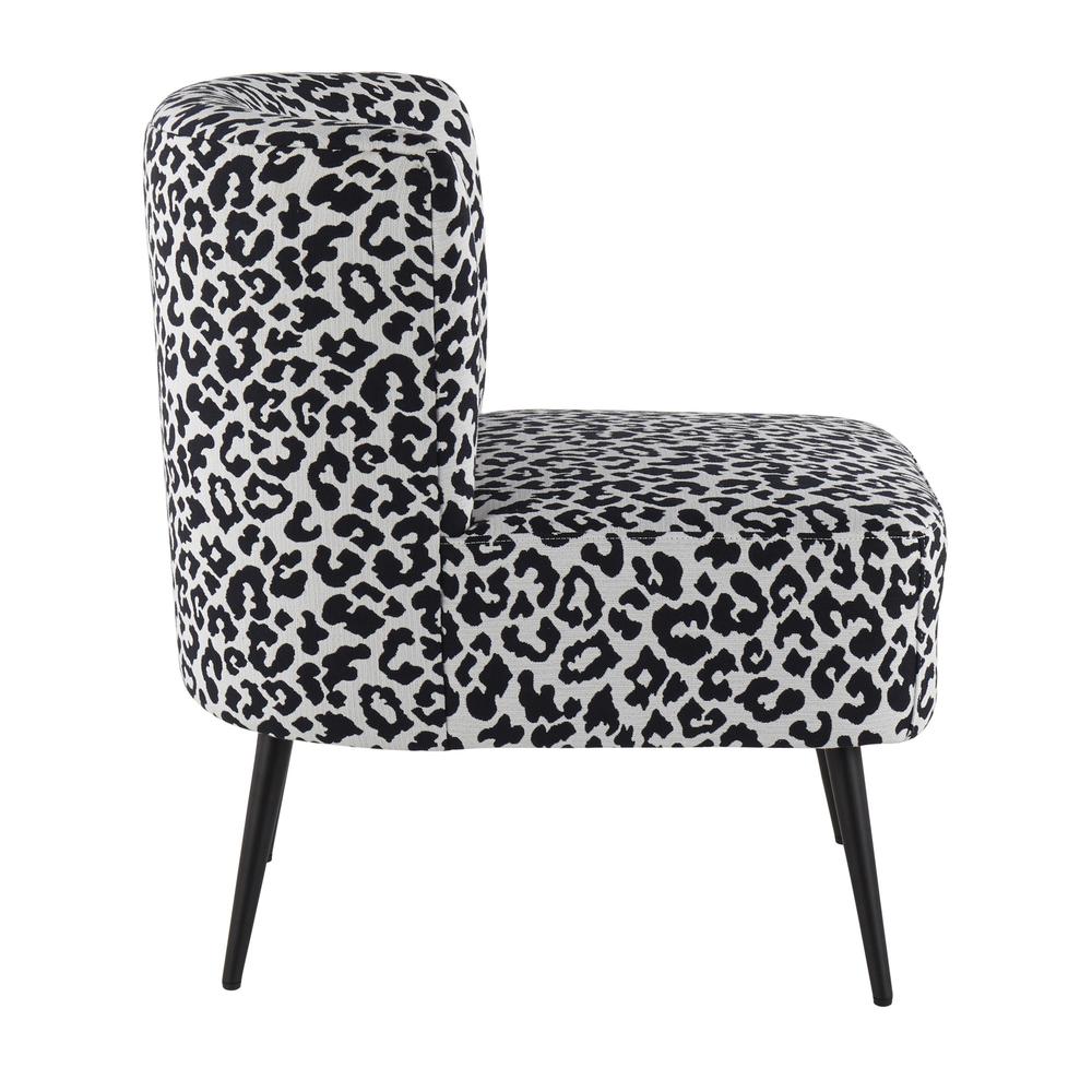 Black Steel, Black Leopard Fabric Fran Slipper Chair. Picture 2