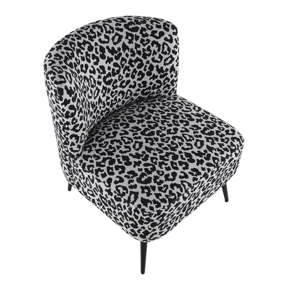 Black Steel, Black Leopard Fabric Fran Slipper Chair. Picture 6