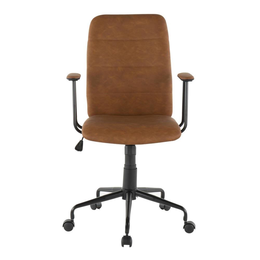 Fredrick Contemporary Office Chair in Brown Faux Leather. Picture 5