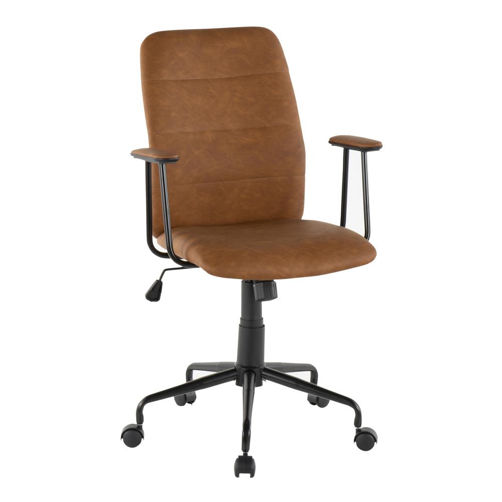 Fredrick Contemporary Office Chair in Brown Faux Leather. Picture 1