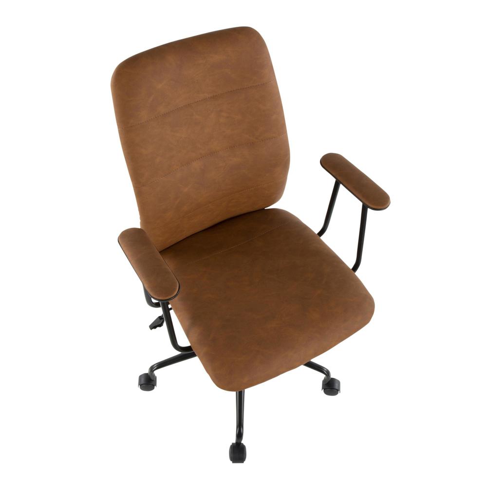 Fredrick Contemporary Office Chair in Brown Faux Leather. Picture 6