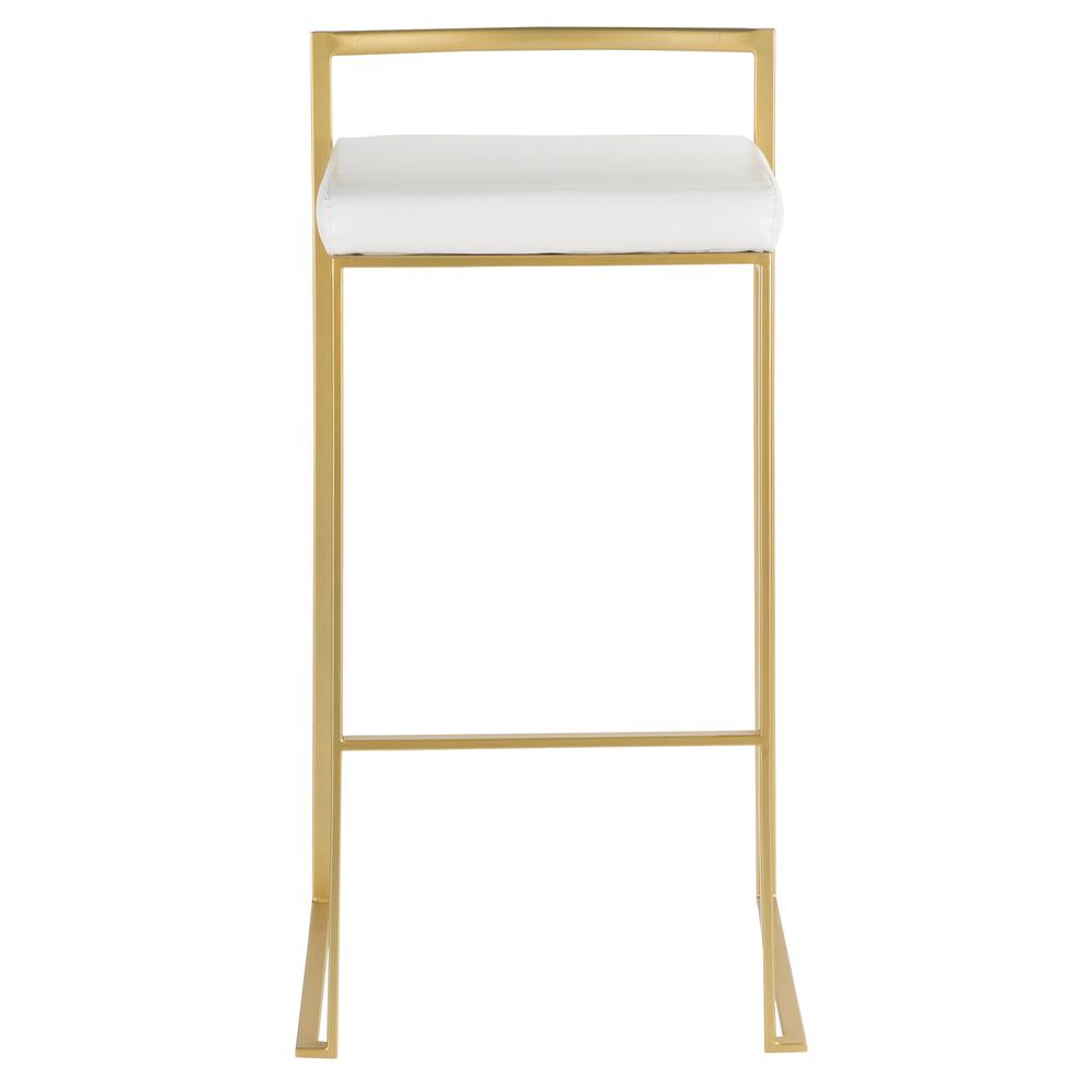 Fuji Contemporary-Glam Barstool in Gold with White Faux Leather - Set of 2. Picture 6