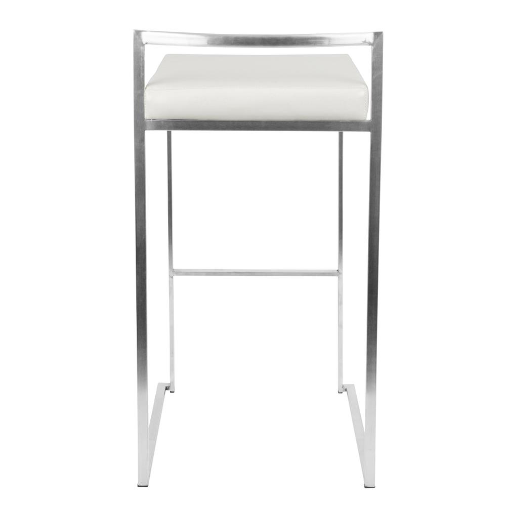 Fuji Contemporary Stackable Barstool with White Faux Leather - Set of 2. Picture 5