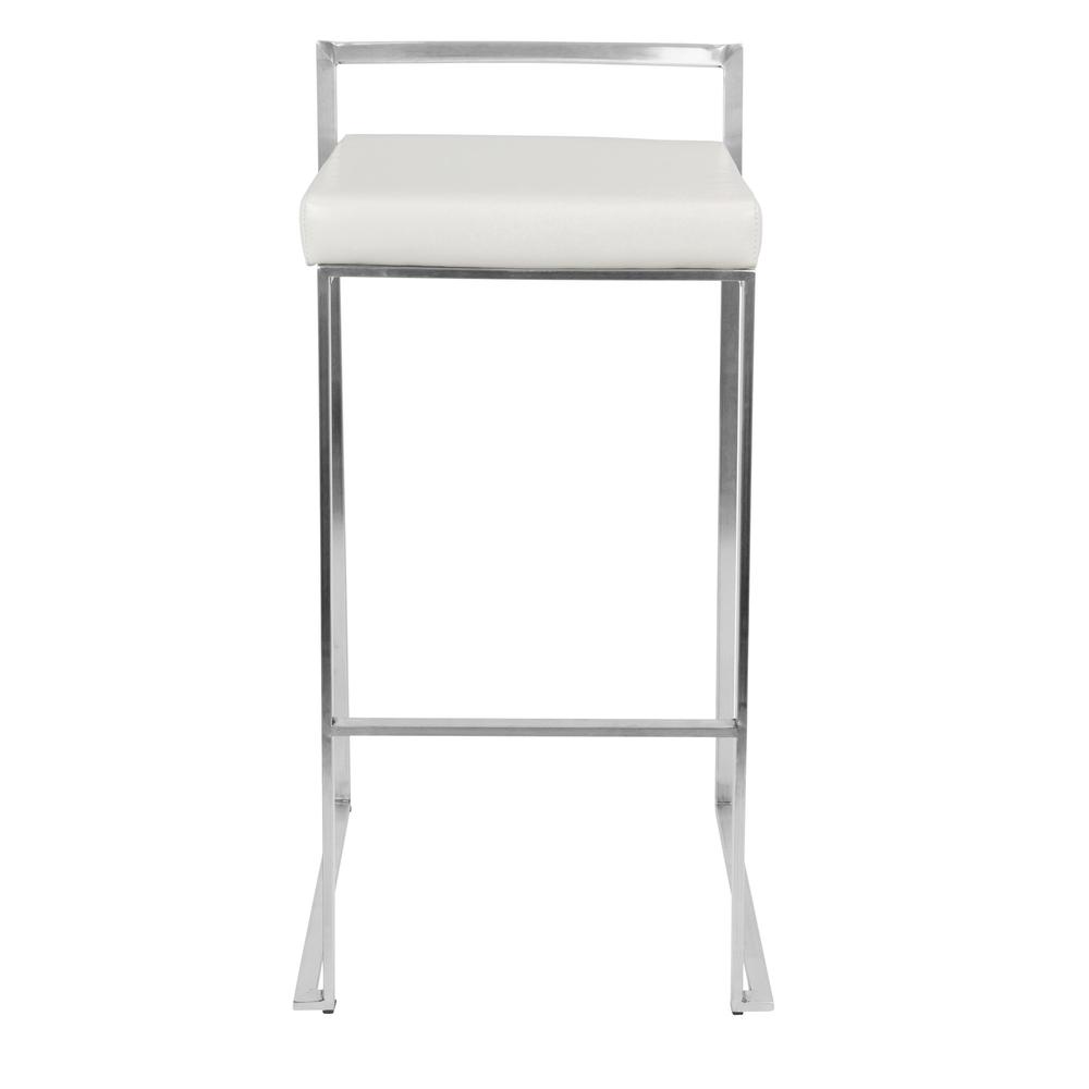 Fuji Contemporary Stackable Barstool with White Faux Leather - Set of 2. Picture 6