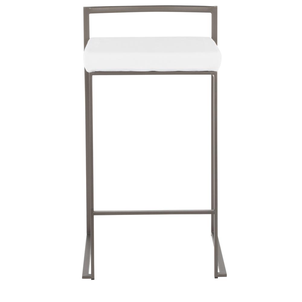 Fuji Industrial Stackable Counter Stool in Antique with White Velvet Cushion - Set of 2. Picture 6