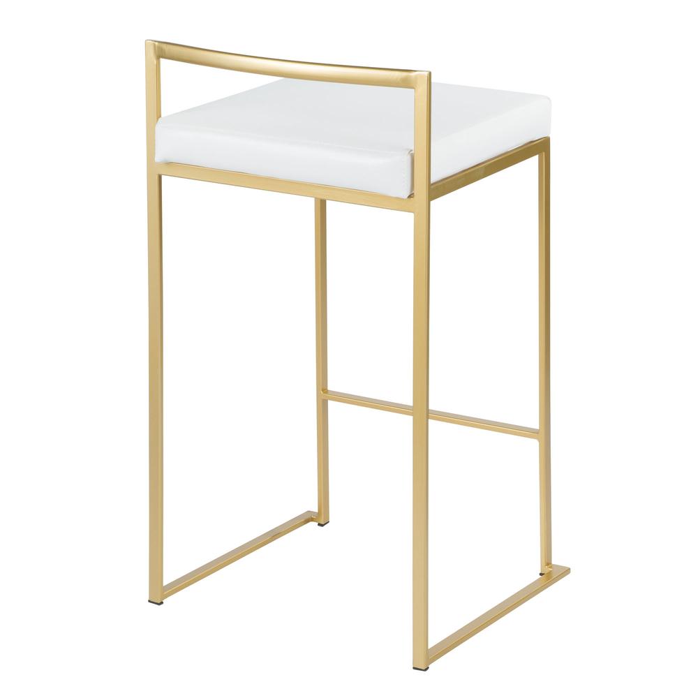 Fuji Contemporary-Glam Counter Stool in Gold with White Faux Leather - Set of 2. Picture 4