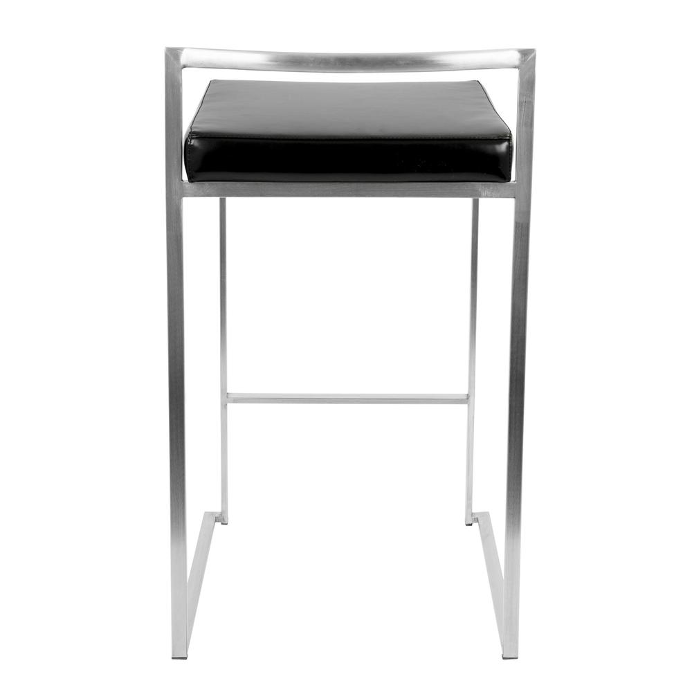 Fuji Contemporary Stackable Counter Stool in Black Faux Leather - Set of 2. Picture 5