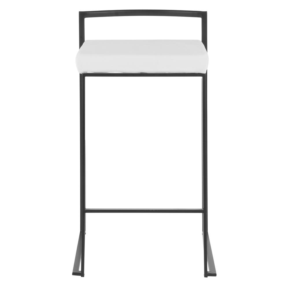 Fuji Contemporary Stackable Counter Stool in Black with White Velvet Cushion - Set of 2. Picture 6