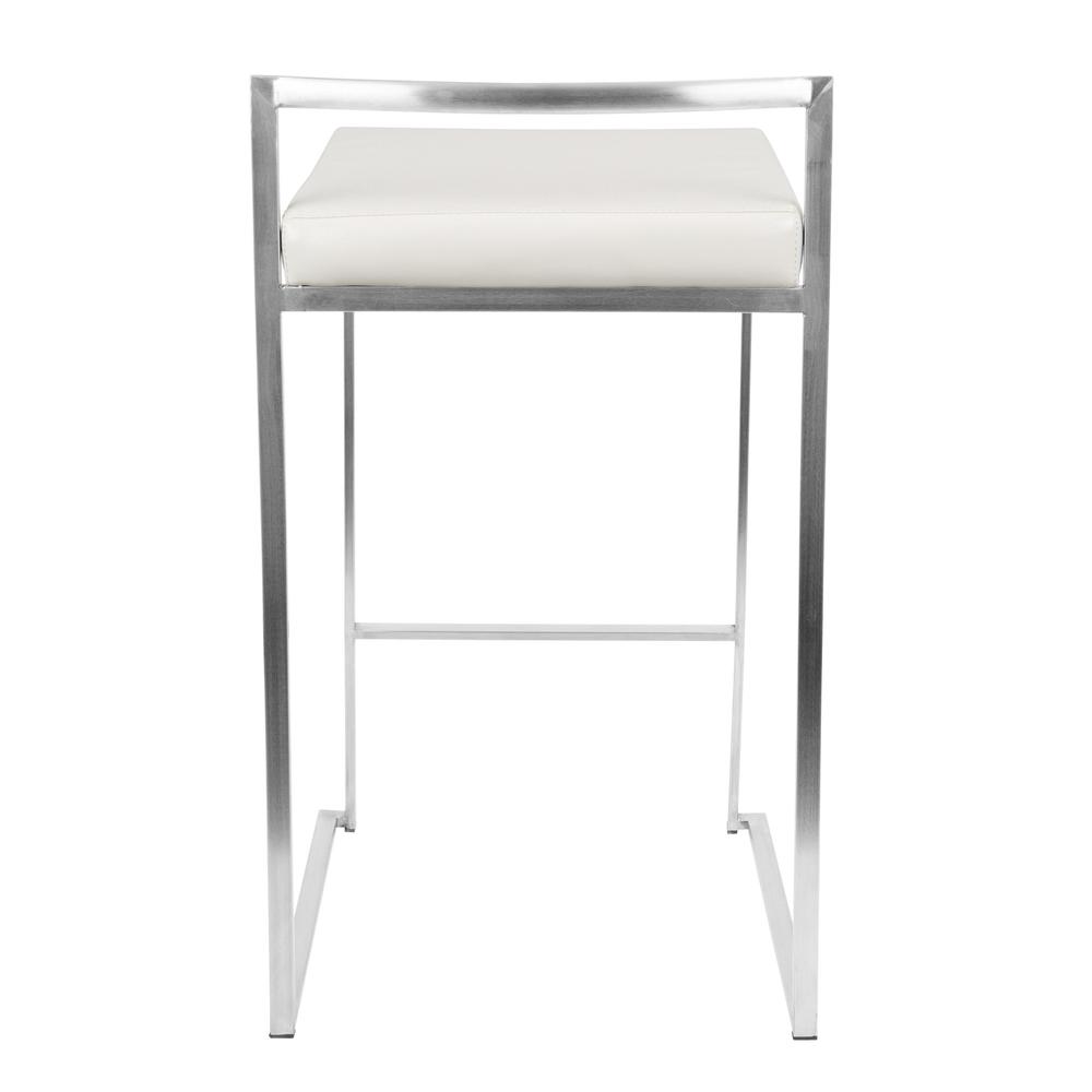 Fuji Contemporary Stackable Counter Stool in White Faux Leather - Set of 2. Picture 5