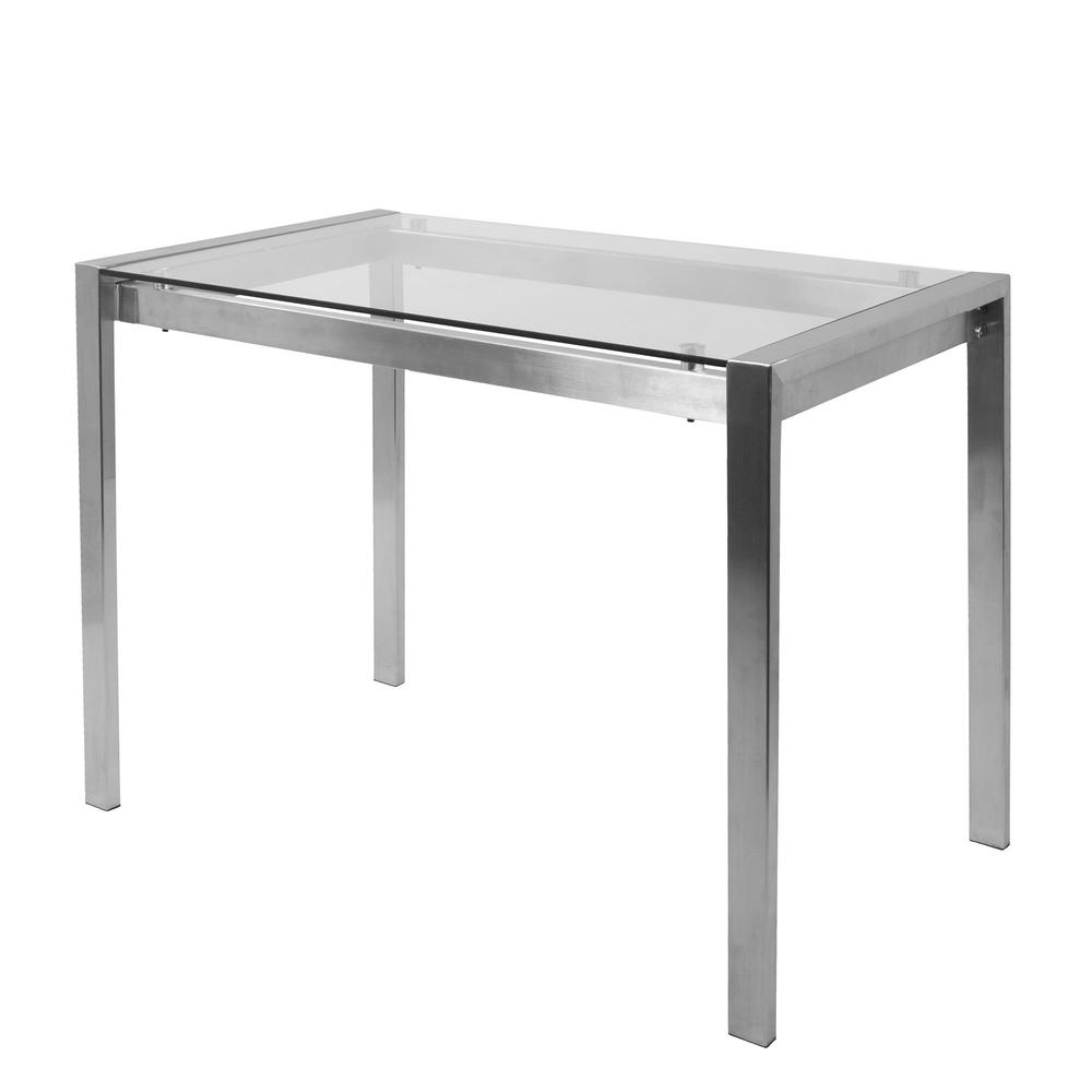 Fuji Contemporary Counter Table in Stainless Steel and Clear Glass. Picture 3