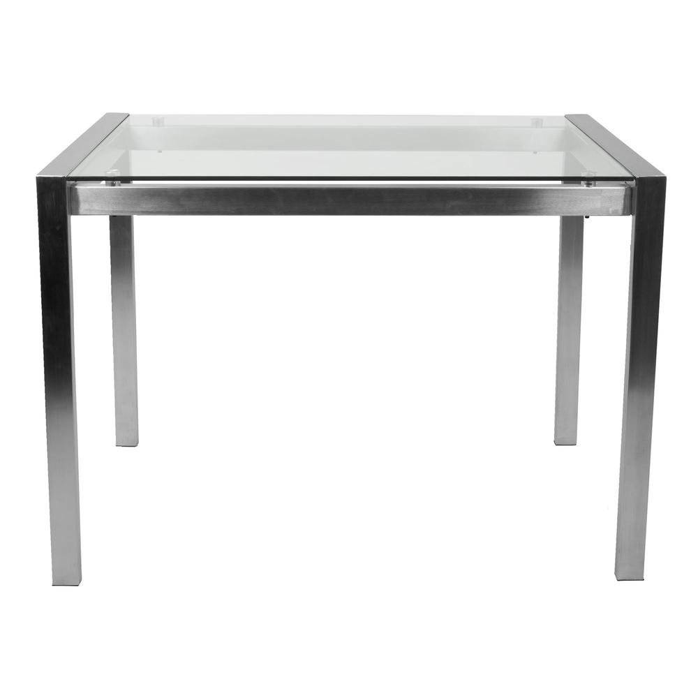 Fuji Contemporary Counter Table in Stainless Steel and Clear Glass. Picture 4