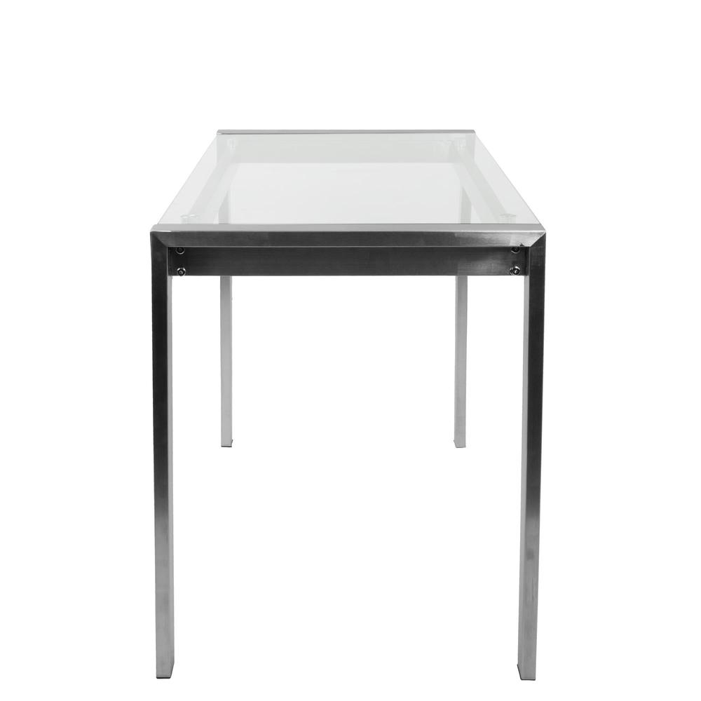Fuji Contemporary Counter Table in Stainless Steel and Clear Glass. Picture 2