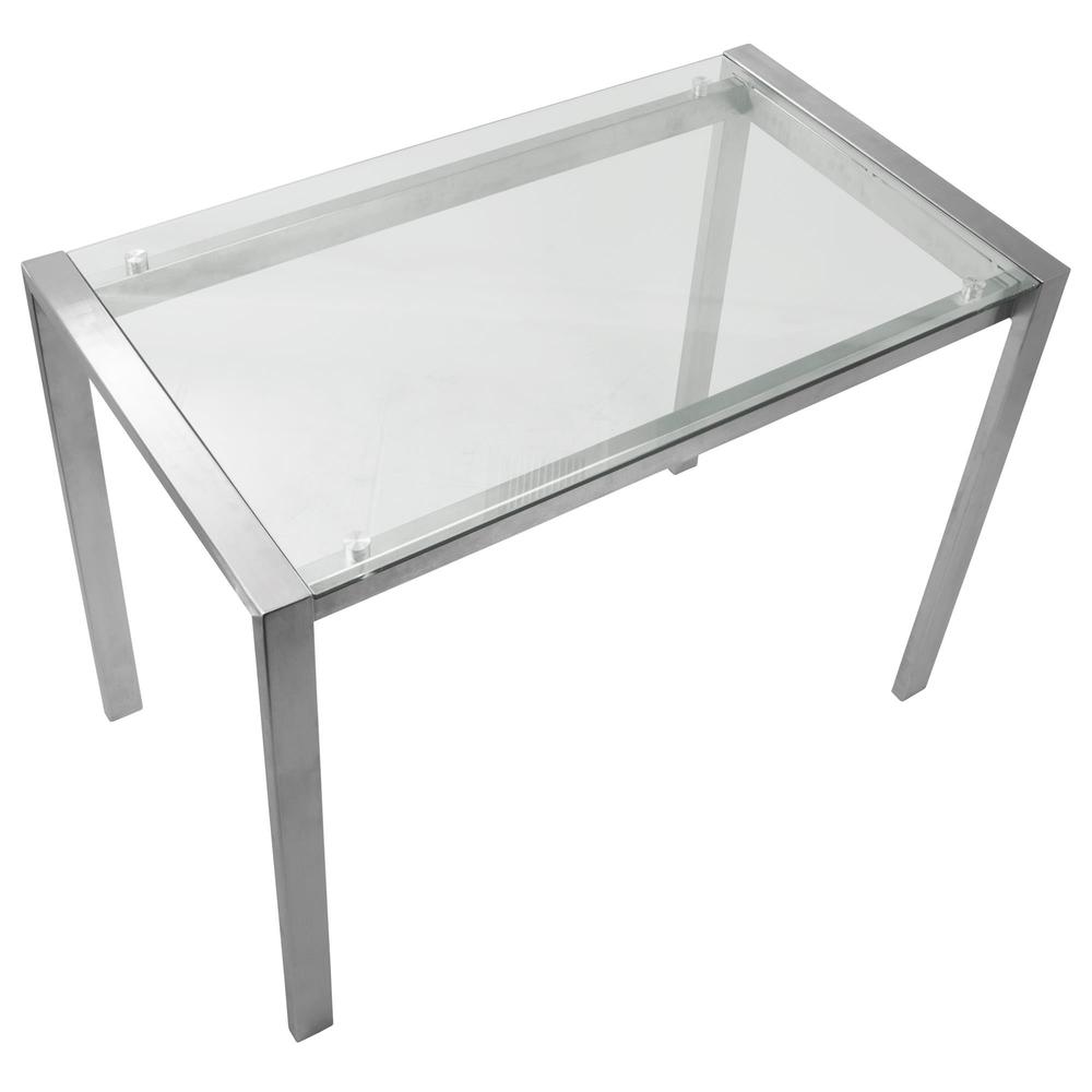 Fuji Contemporary Counter Table in Stainless Steel and Clear Glass. Picture 5