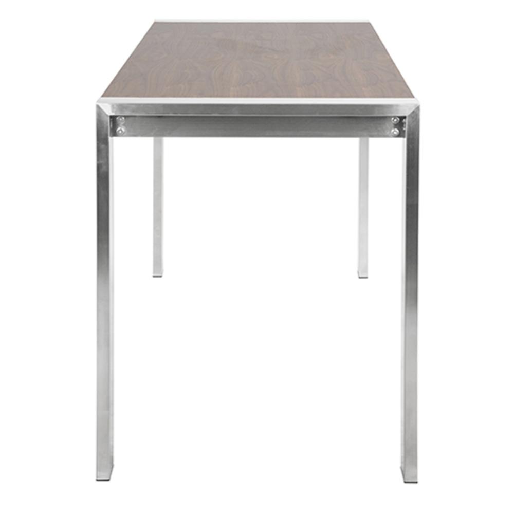 Fuji Contemporary Counter Table in Brushed Stainless Steel and Walnut Wood. Picture 2