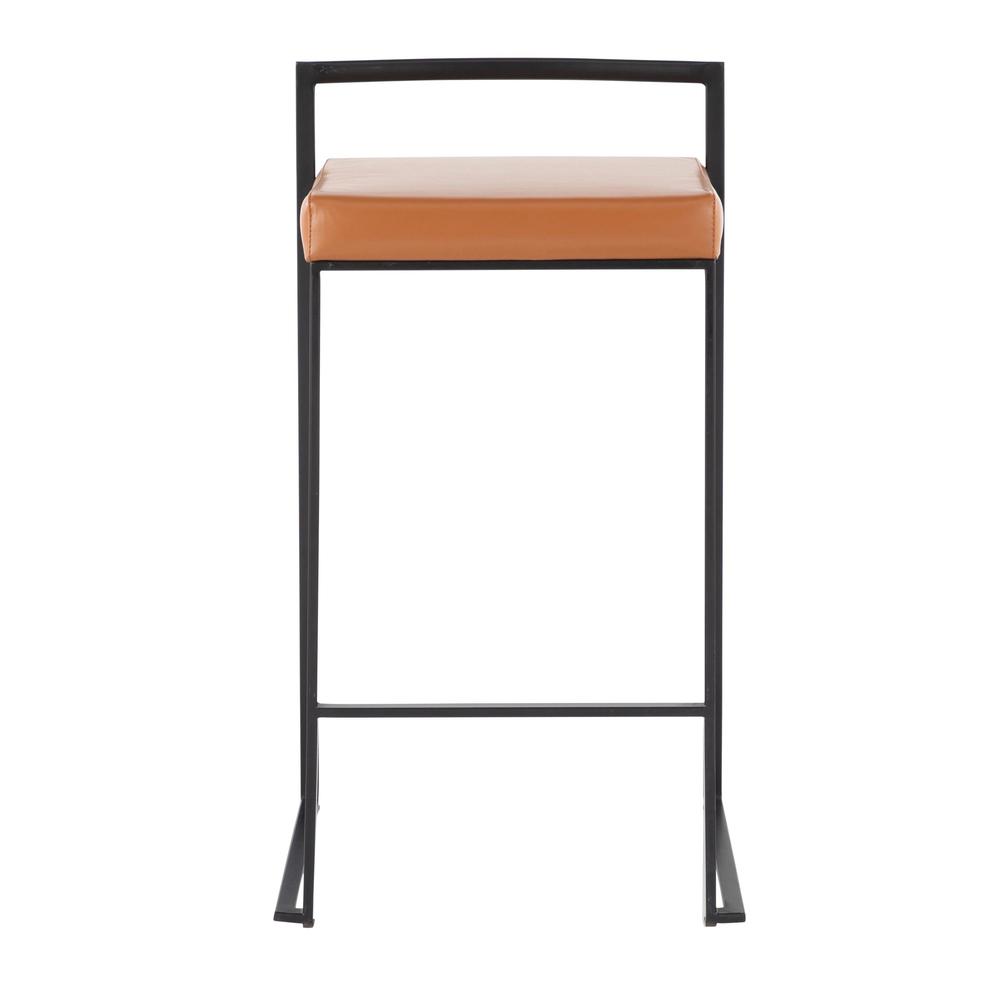 Black Steel, Camel Pu Fuji Stacker Counter Stool - Set of 2. Picture 6