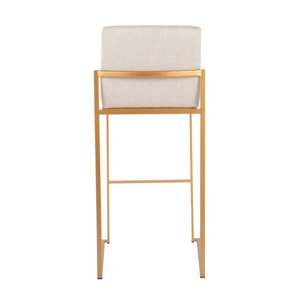 Gold Steel, Beige Fabric Fuji High Back Barstool - Set of 2. Picture 5