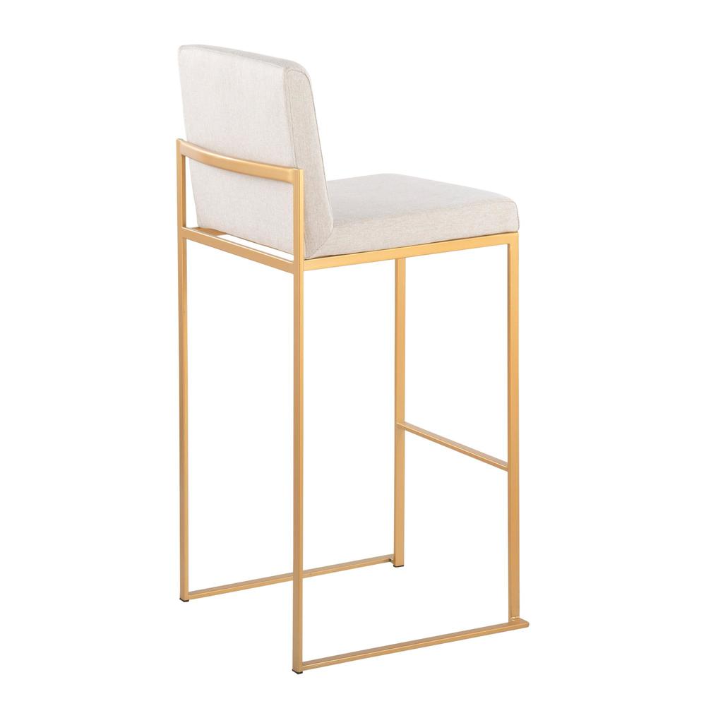 Gold Steel, Beige Fabric Fuji High Back Barstool - Set of 2. Picture 4