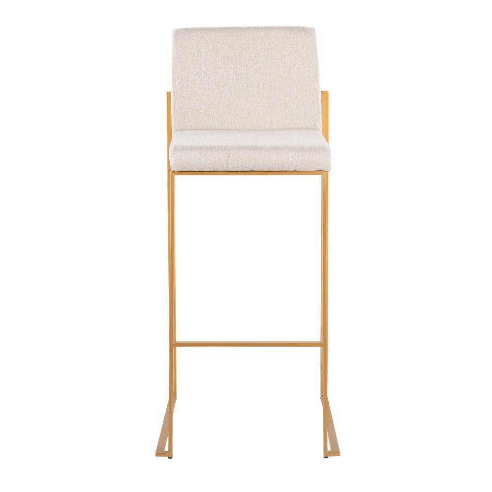Gold Steel, Beige Fabric Fuji High Back Barstool - Set of 2. Picture 6