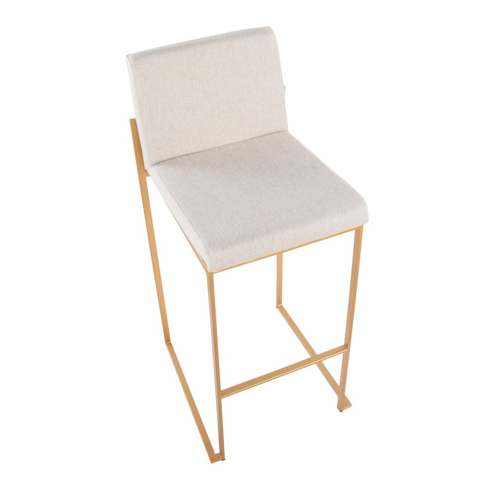 Gold Steel, Beige Fabric Fuji High Back Barstool - Set of 2. Picture 7