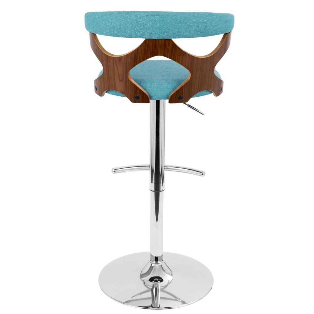 Gardenia Mid-Century Modern Adjustable Barstool with Swivel in Walnut and Teal. Picture 5