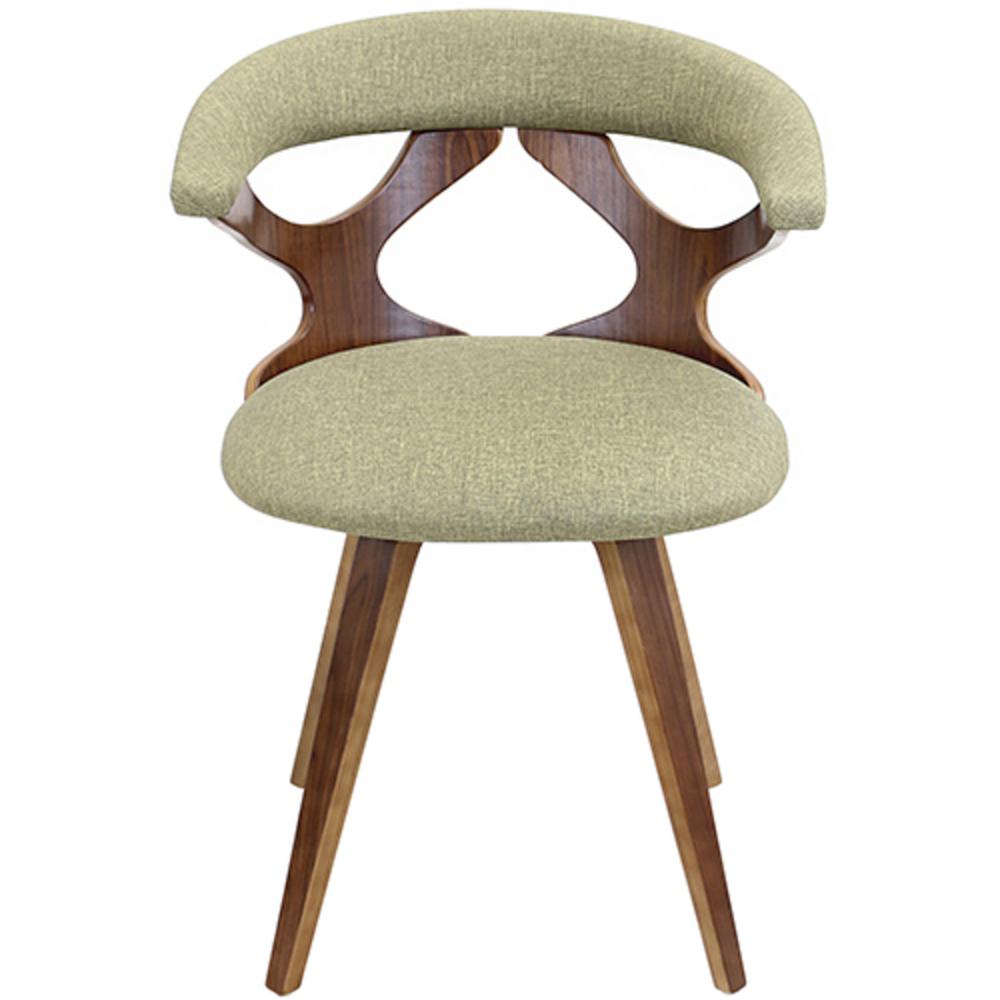 Gardenia Mid-Century Modern Dining/Accent Chair with Swivel in Walnut Wood and Green Fabric. Picture 6