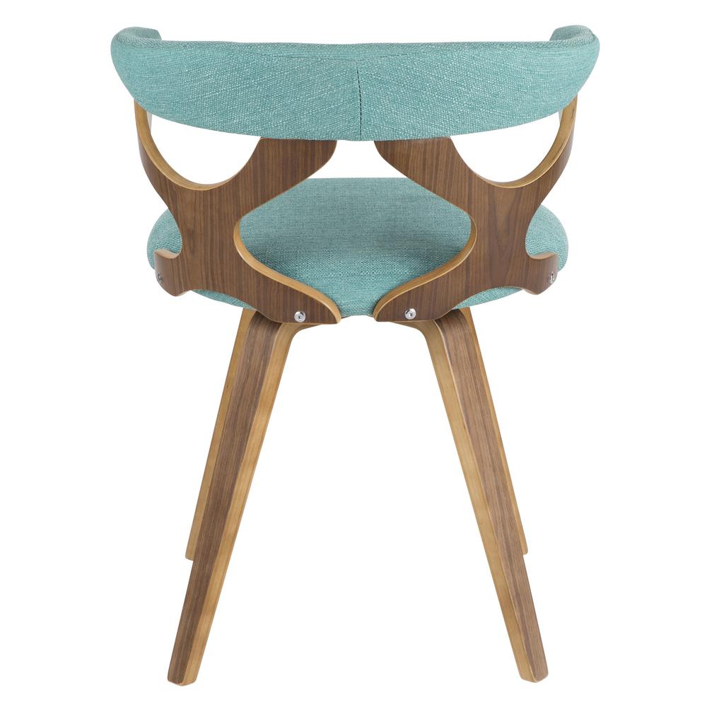 Gardenia Mid-Century Modern Dining/Accent Chair with Swivel in Walnut Wood and Teal Fabric. Picture 4