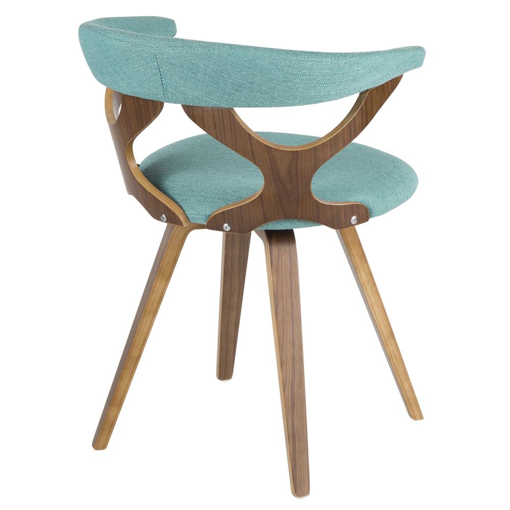 Gardenia Mid-Century Modern Dining/Accent Chair with Swivel in Walnut Wood and Teal Fabric. Picture 3