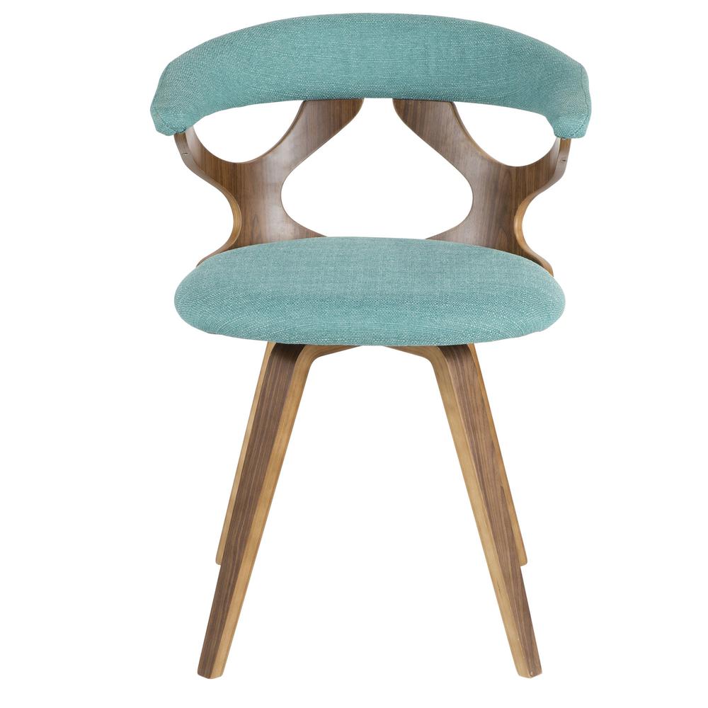 Gardenia Mid-Century Modern Dining/Accent Chair with Swivel in Walnut Wood and Teal Fabric. Picture 5