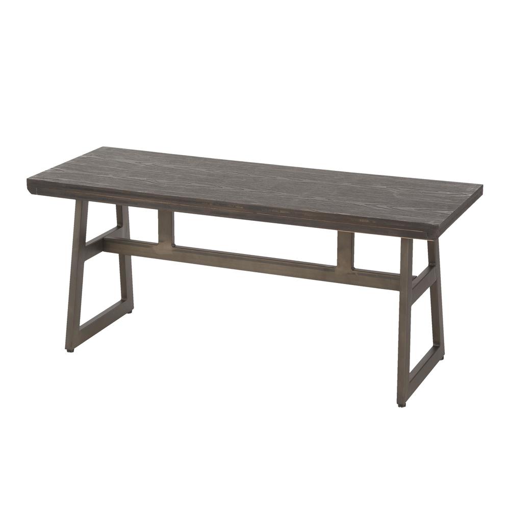 Geo Industrial Bench in Antique Metal and Espresso Wood-Pressed Grain Bamboo. Picture 3