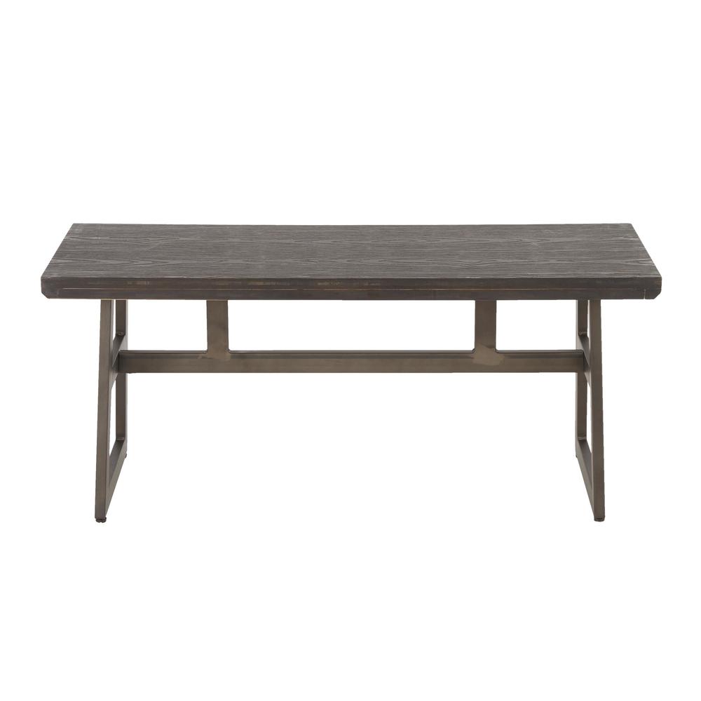 Geo Industrial Bench in Antique Metal and Espresso Wood-Pressed Grain Bamboo. Picture 4