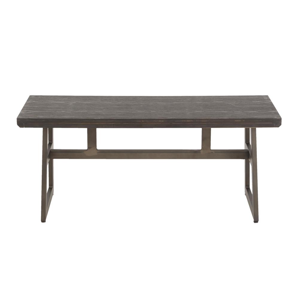 Geo Industrial Bench in Antique Metal and Espresso Wood-Pressed Grain Bamboo. Picture 5