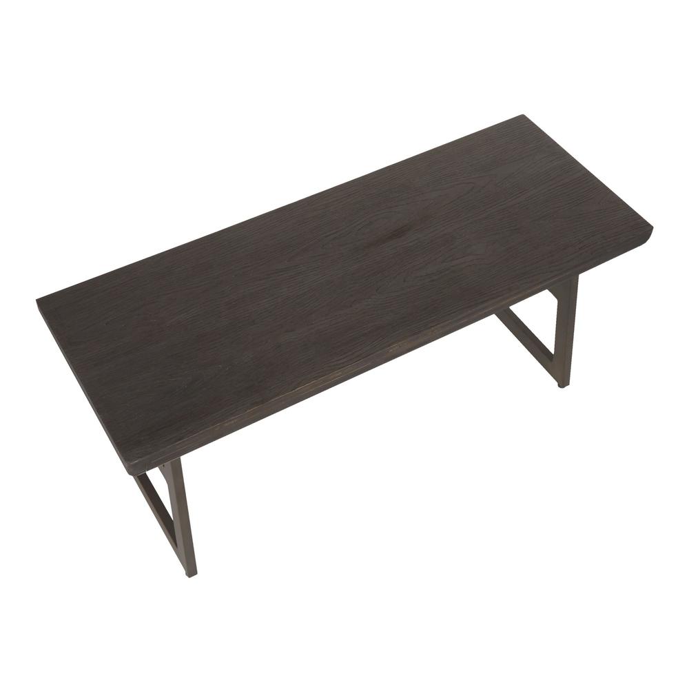 Geo Industrial Bench in Antique Metal and Espresso Wood-Pressed Grain Bamboo. Picture 6