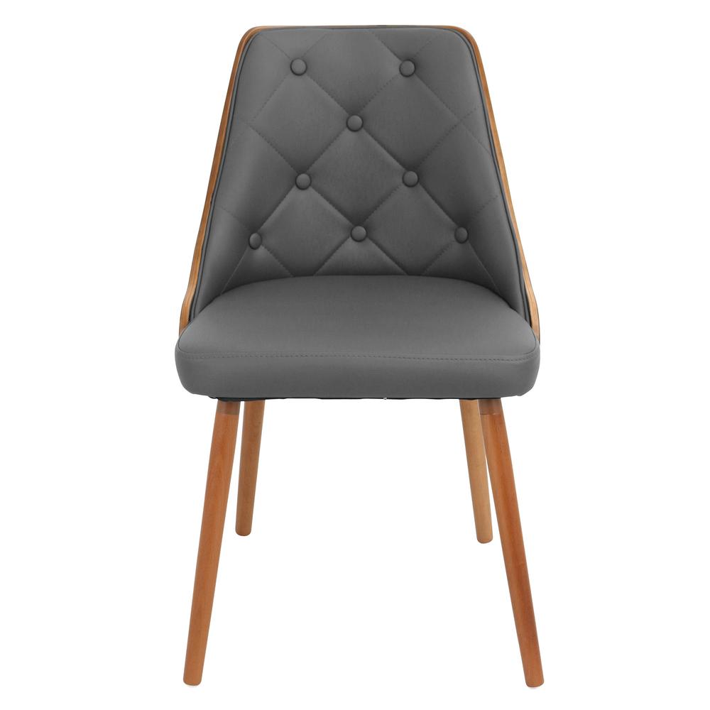 Gianna Mid-Century Modern Dining/Accent Chair in Walnut with Grey Faux Leather. Picture 6