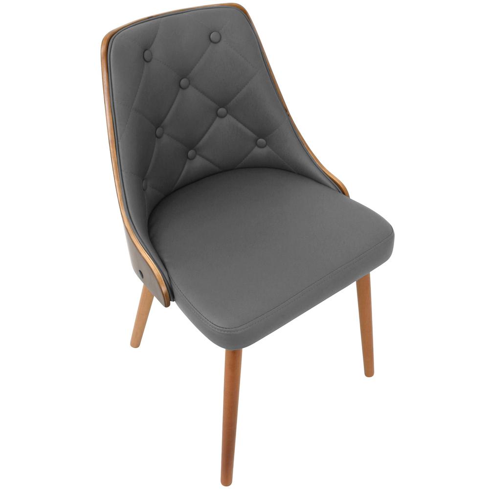 Gianna Mid-Century Modern Dining/Accent Chair in Walnut with Grey Faux Leather. Picture 7