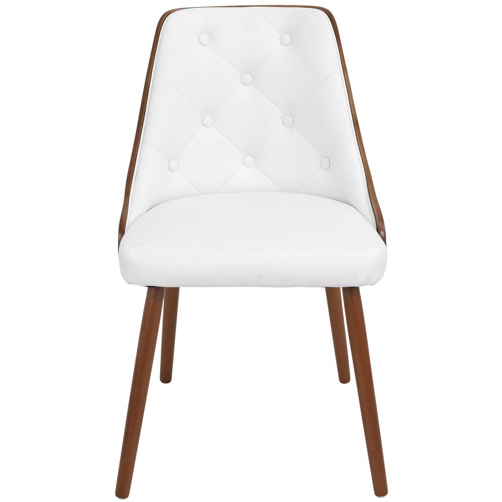 Gianna Mid-Century Modern Dining/Accent Chair in Walnut with White Faux Leather. Picture 6